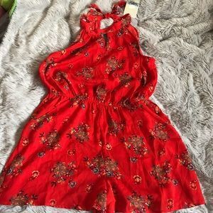 NWT Lily Star Plus Size Red Floral Romper 2X